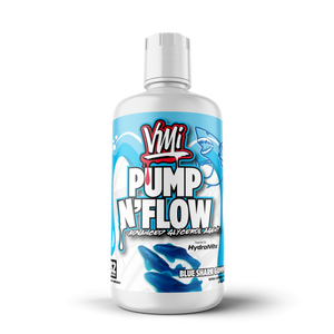 PUMP N' FLOW Blue Shark Gummy flavor bottle, front view